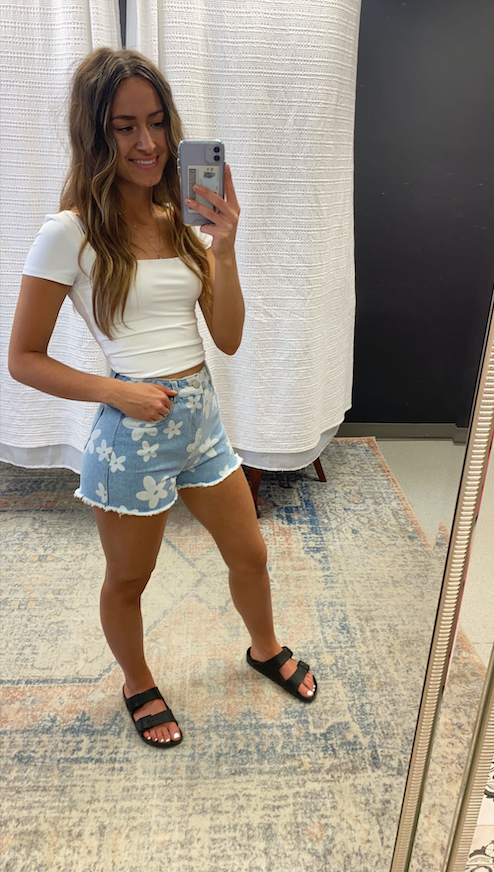 Flower Child Denim Shorts