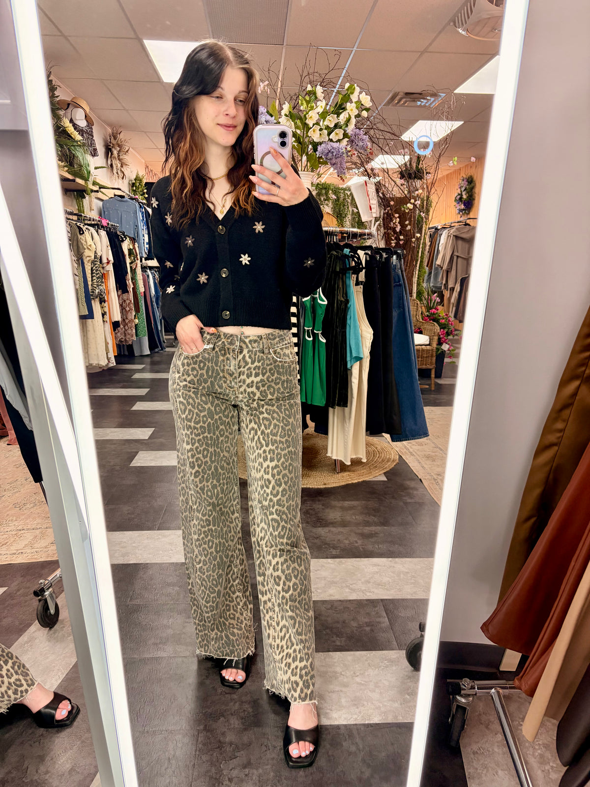 The Nav High Rise Leopard Wide Leg Jean