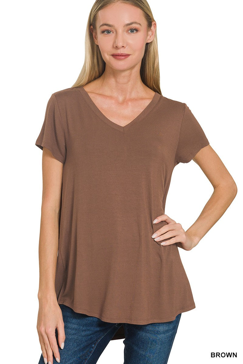 The Jett V-Neck Tee - Brown