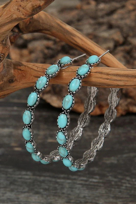 Tula Turquoise Western Stone Hoop earrings