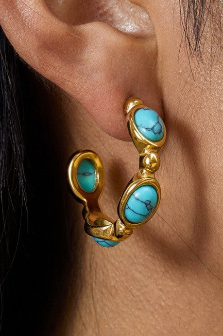 Boho Turquoise Hoop Earrings