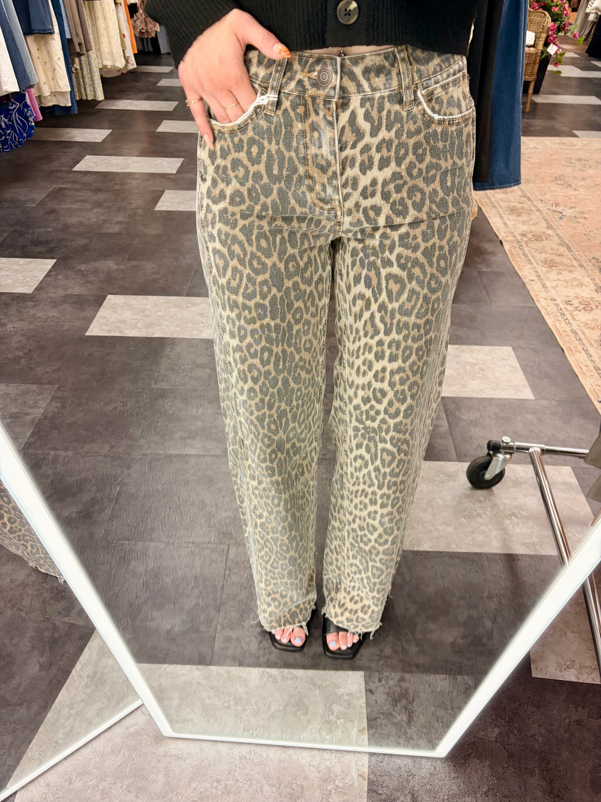 The Nav High Rise Leopard Wide Leg Jean
