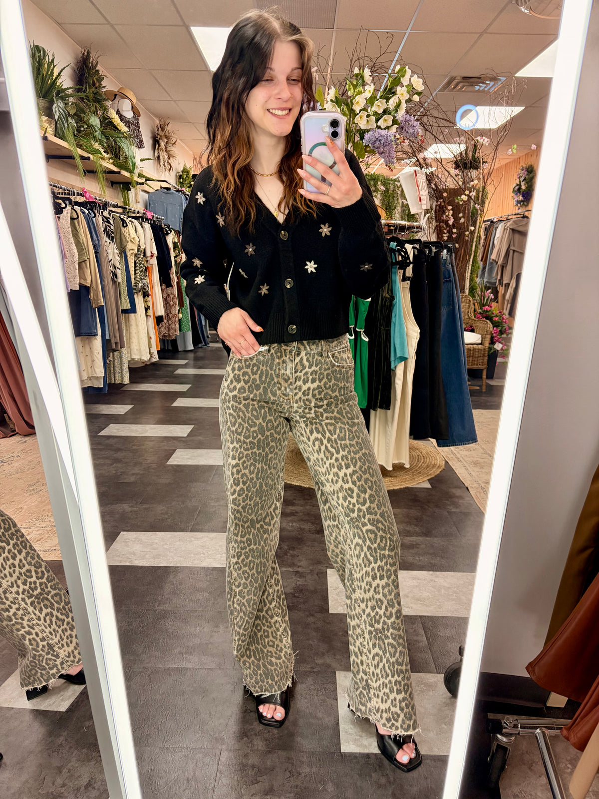 The Nav High Rise Leopard Wide Leg Jean