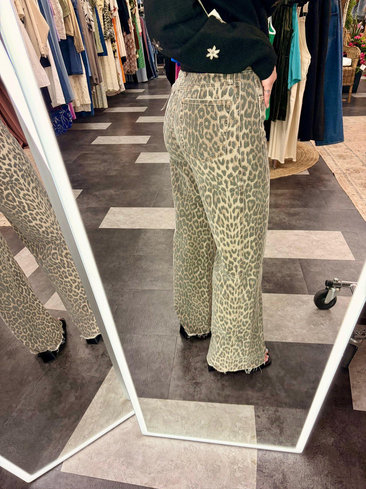 The Nav High Rise Leopard Wide Leg Jean