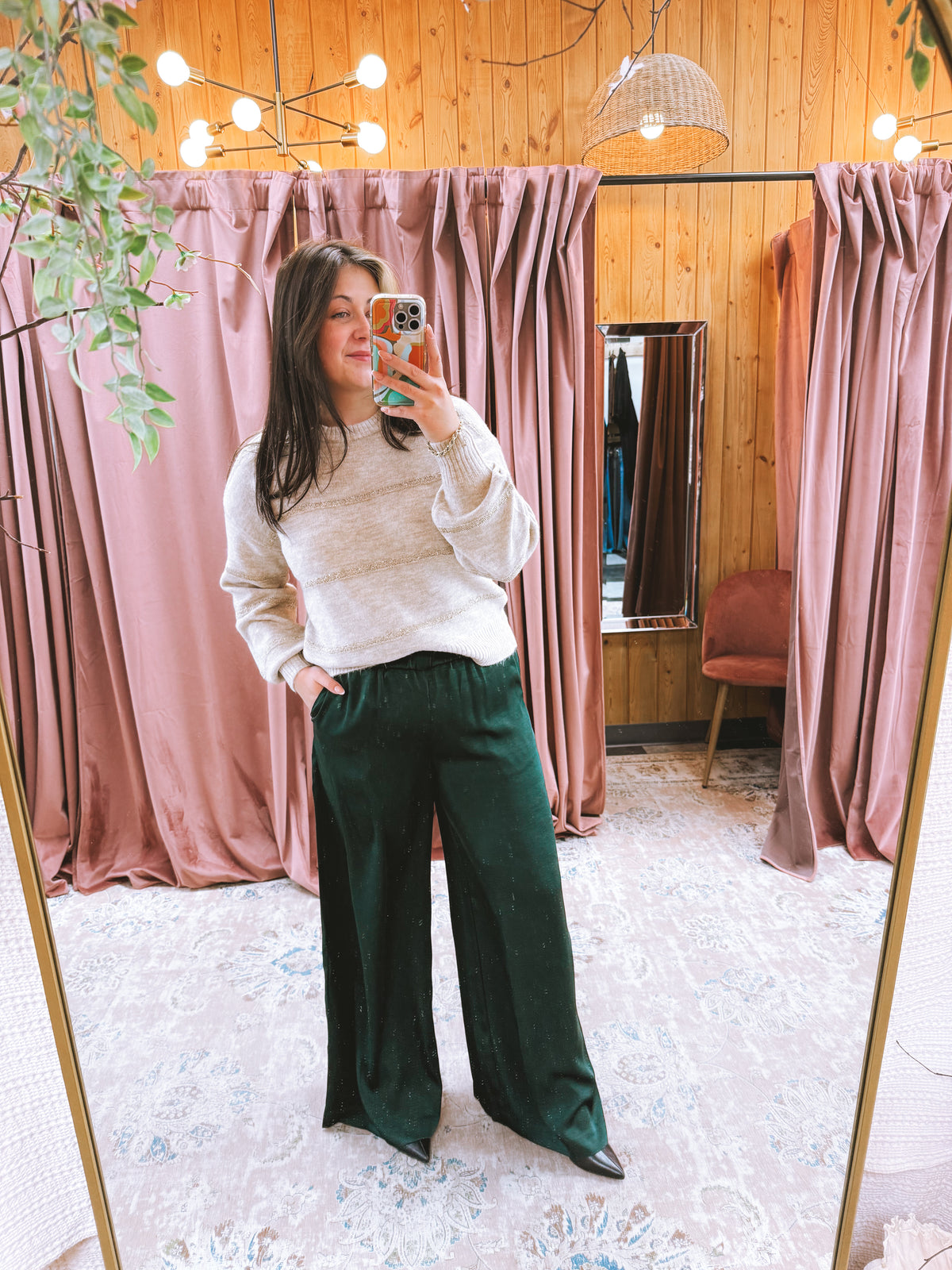 Isolade Satin Pant - Garland Green