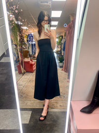 The Sunsought Strapless Midi Dress