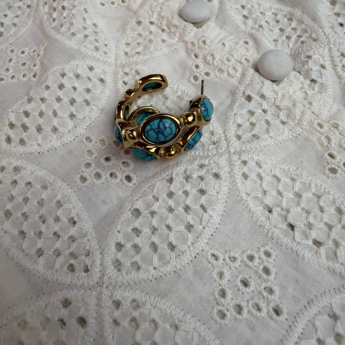 Boho Turquoise Hoop Earrings