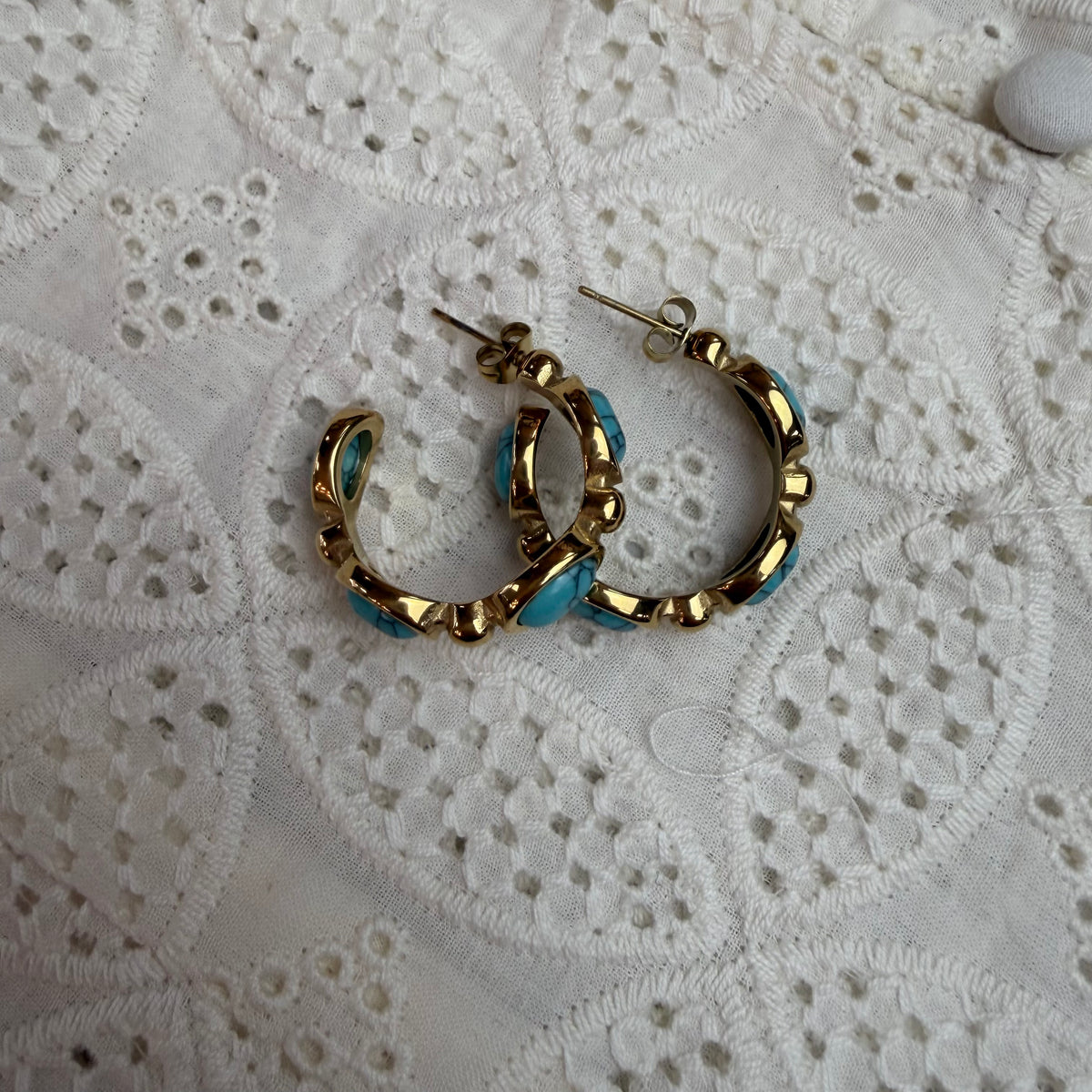 Boho Turquoise Hoop Earrings