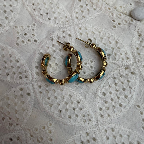 Boho Turquoise Hoop Earrings