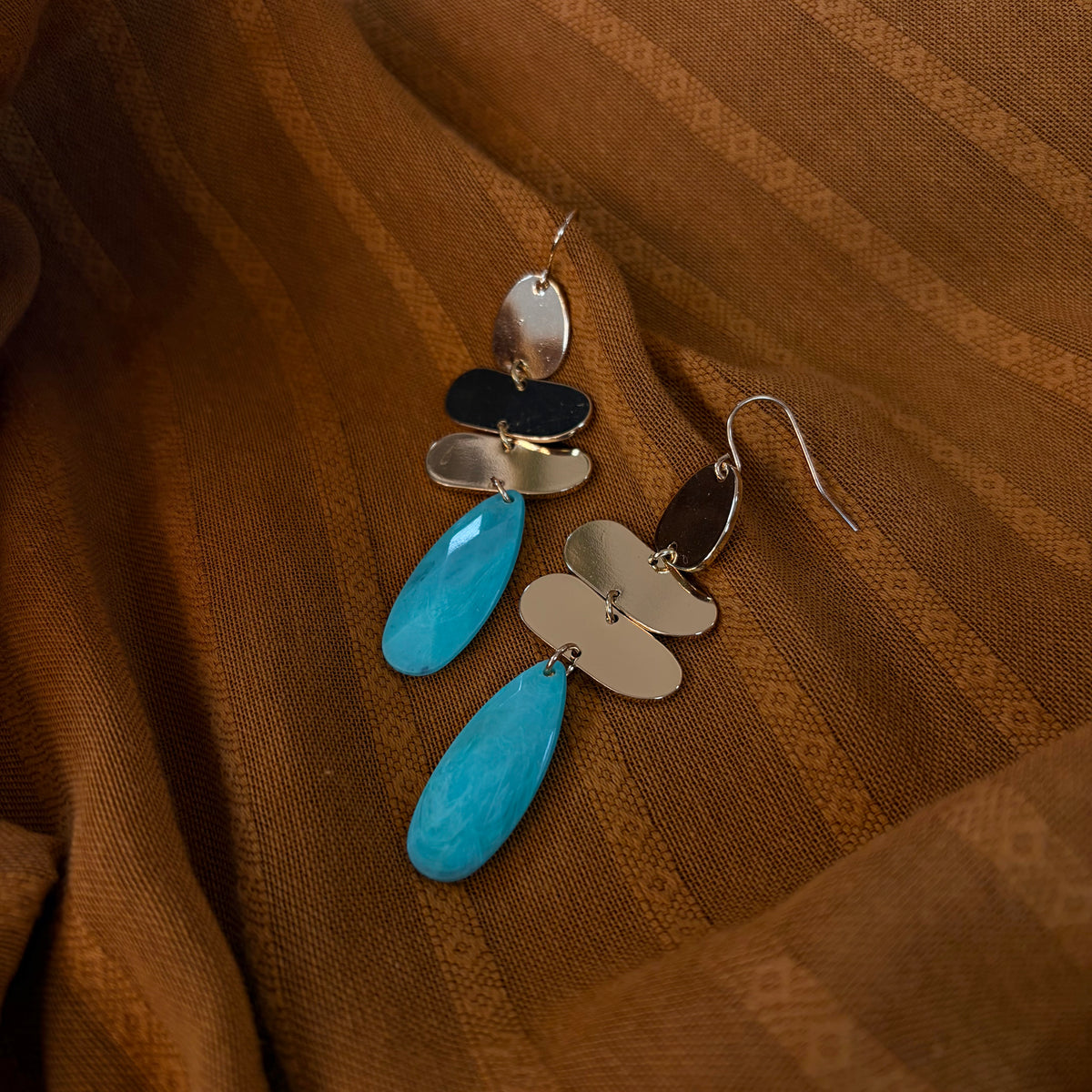 Geo Turquoise Drop Earring