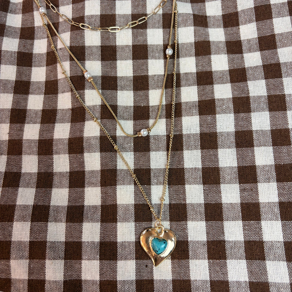 Brynne Layered Turquoise Heart Necklace | #011