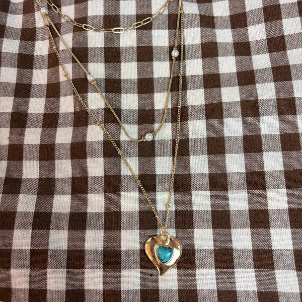 Brynne Layered Turquoise Heart Necklace | #011