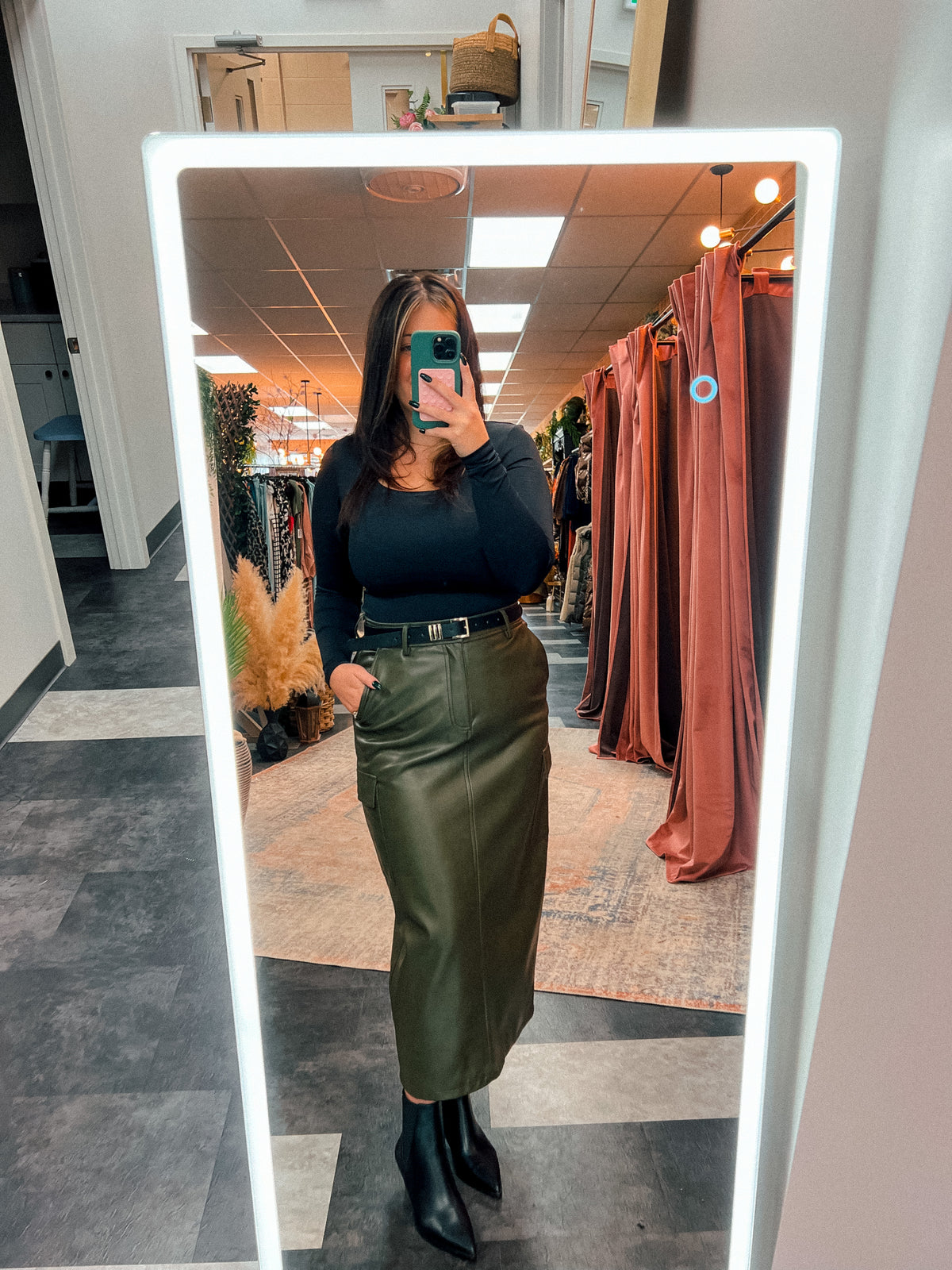 The Ryker Faux Leather Cargo Skirt