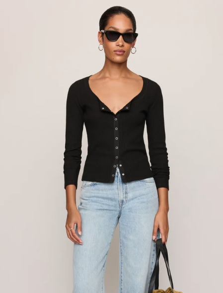 Albany Waffle Button Up Top