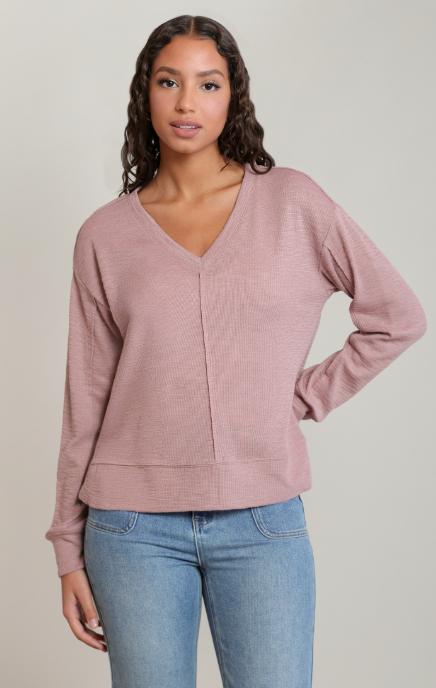 The Joss V-Neck Top - Dusty Rose