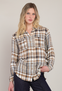 Lucia Plaid Shirt - Brown/Navy