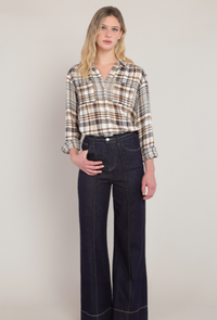 Lucia Plaid Shirt - Brown/Navy
