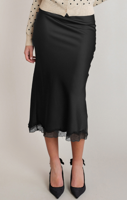 Aurelia Satin Skirt - Black