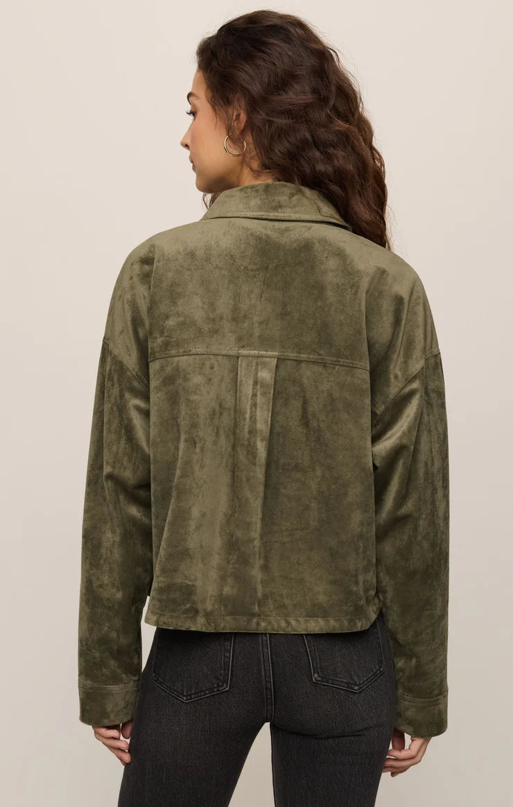 All Day Suede Cropped Jacket - Monstera