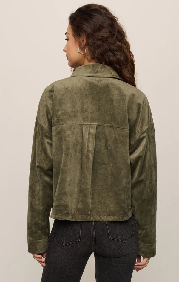 All Day Suede Cropped Jacket - Monstera