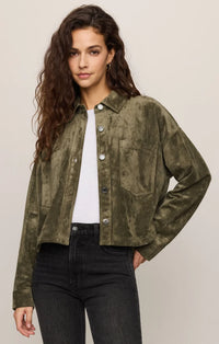 All Day Suede Cropped Jacket - Monstera