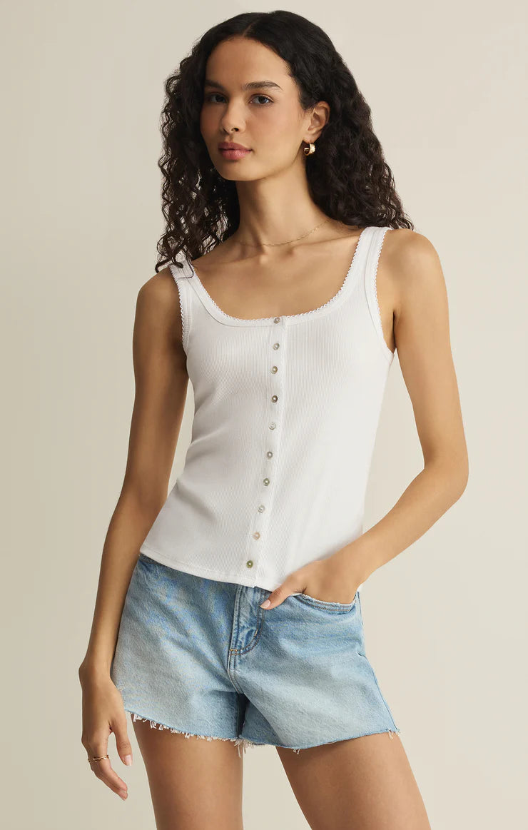 Niko Scallop Rip Tank - White