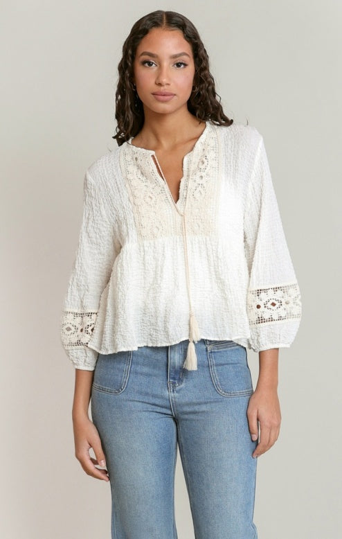 The Kali Crochet Detail Blouse