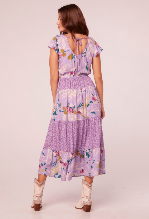 Kala Mixed Print Midi Dress